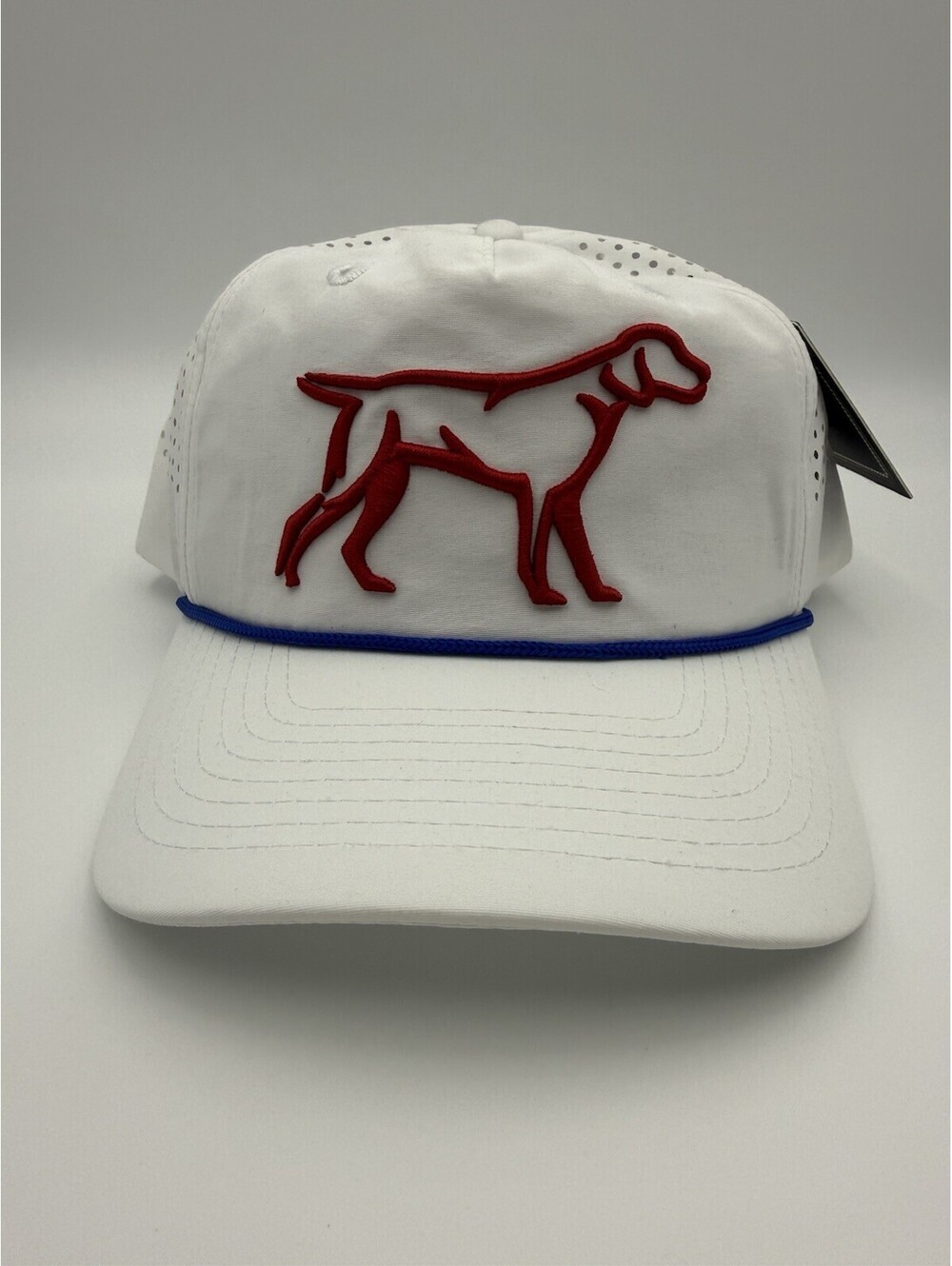 Fieldstone Men’s Hat SnapBack Hunting Dog Rope Braid Nylon Cap White NWT